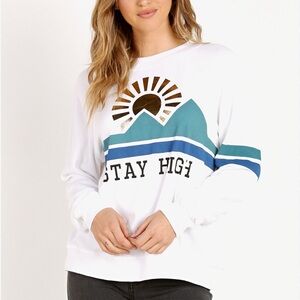 Wild‎ Fox Stay High Summer Sweater 100% Cotton Sweatshirt Metallic Graphic Small